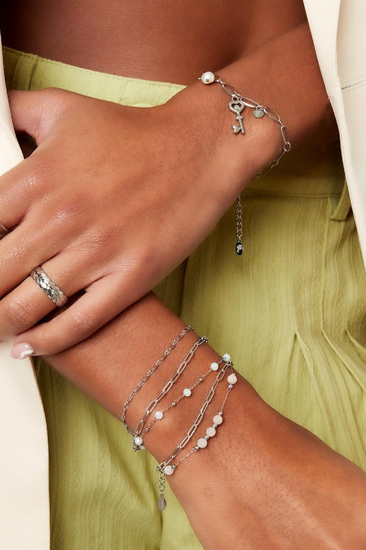 Triple Bracelet With Pearls Silver