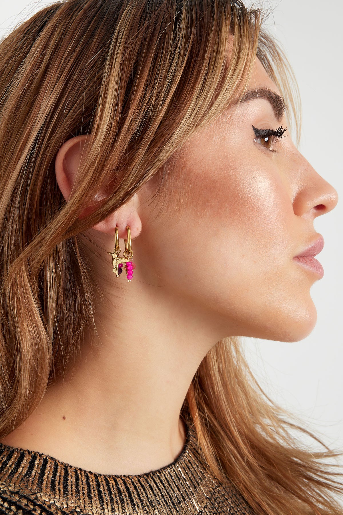 Hummingbird Pink Green Pearls (1 piece)