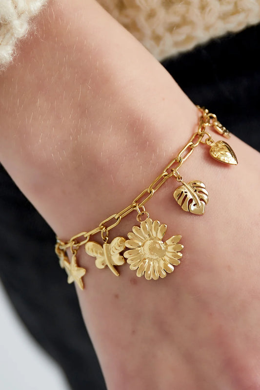 Charm Bracelet Sunflower & Nature Gold