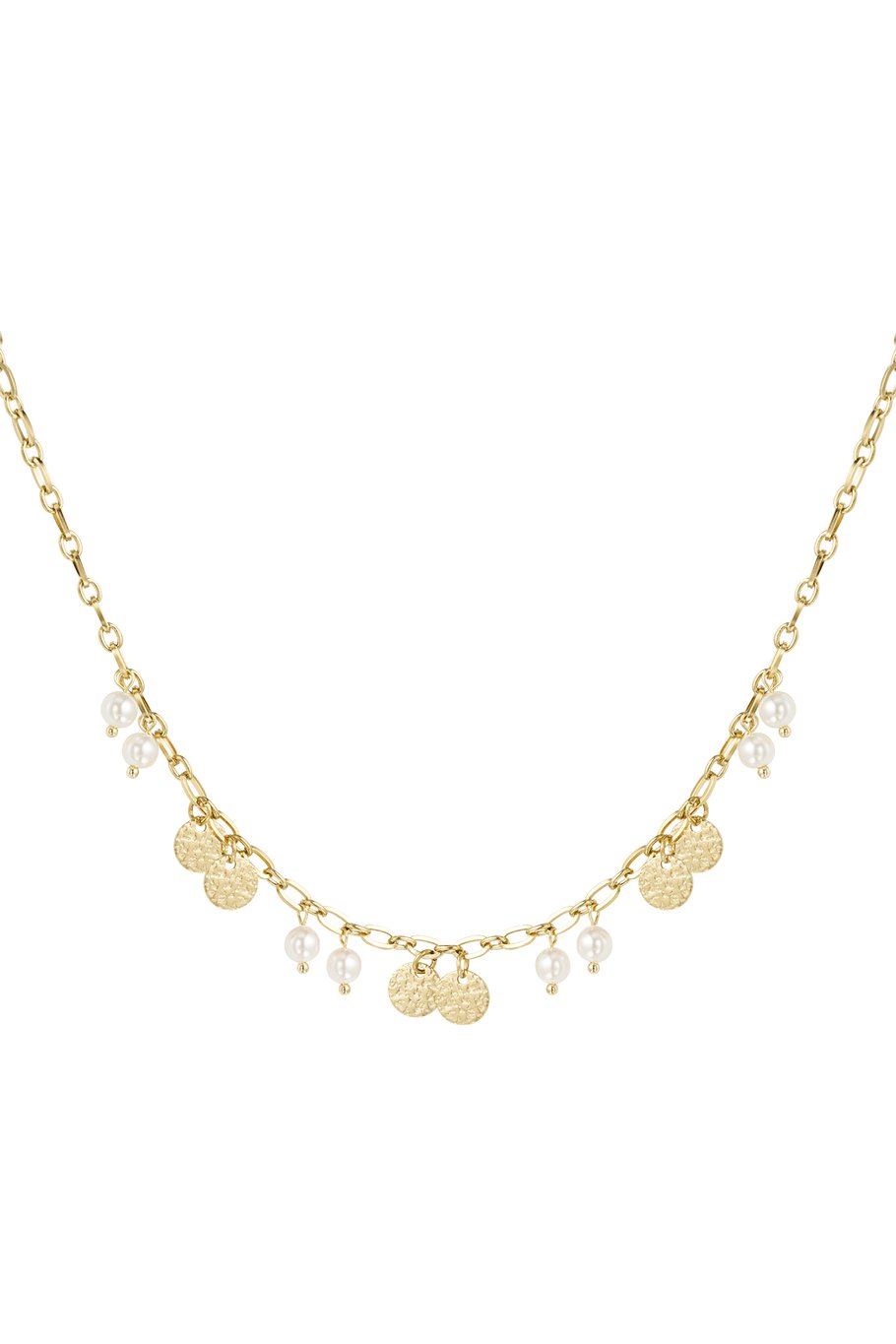 Frosted Pendant & Pearls Necklace Gold