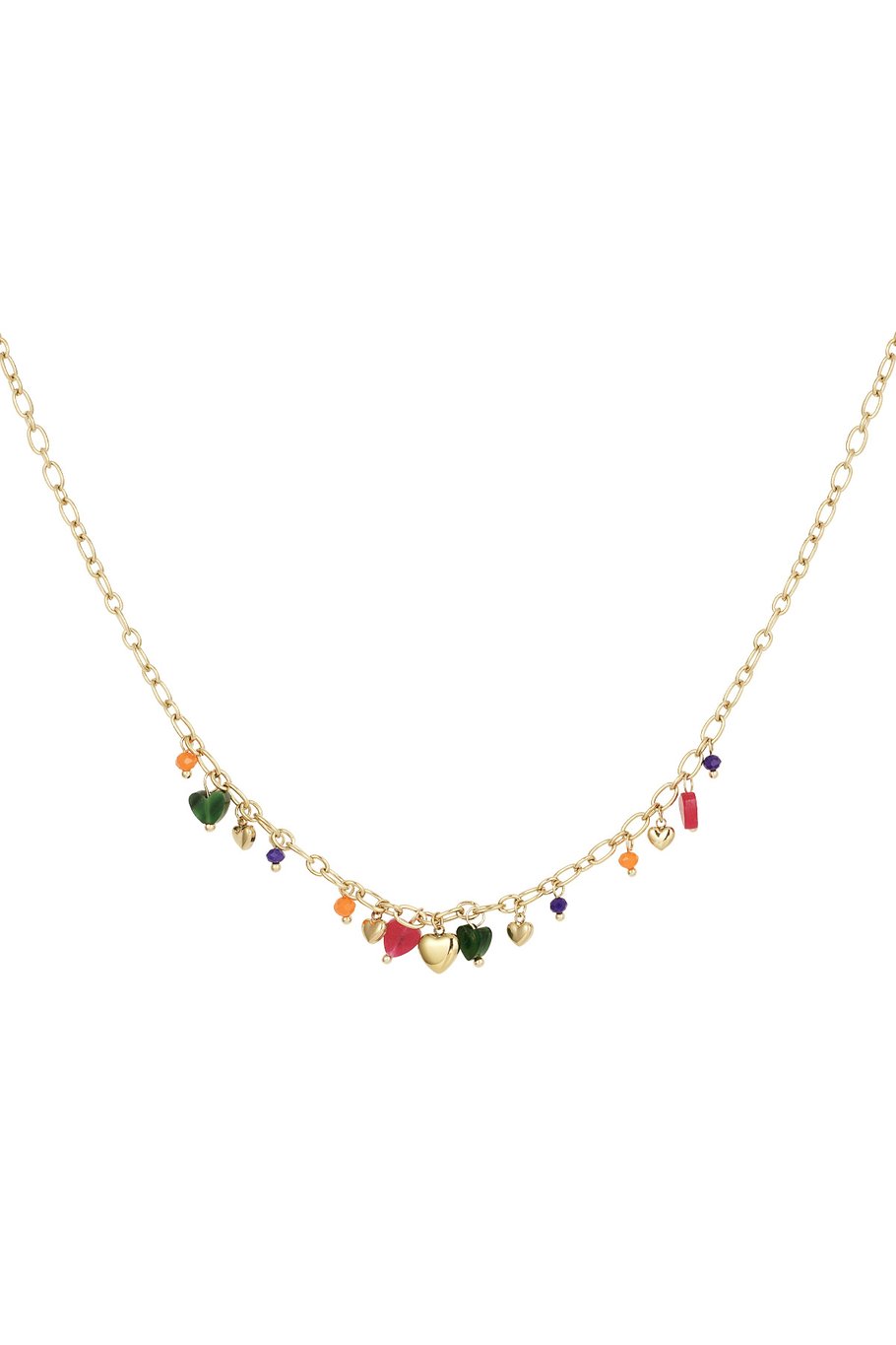 Fall Color Hearts Necklace Gold