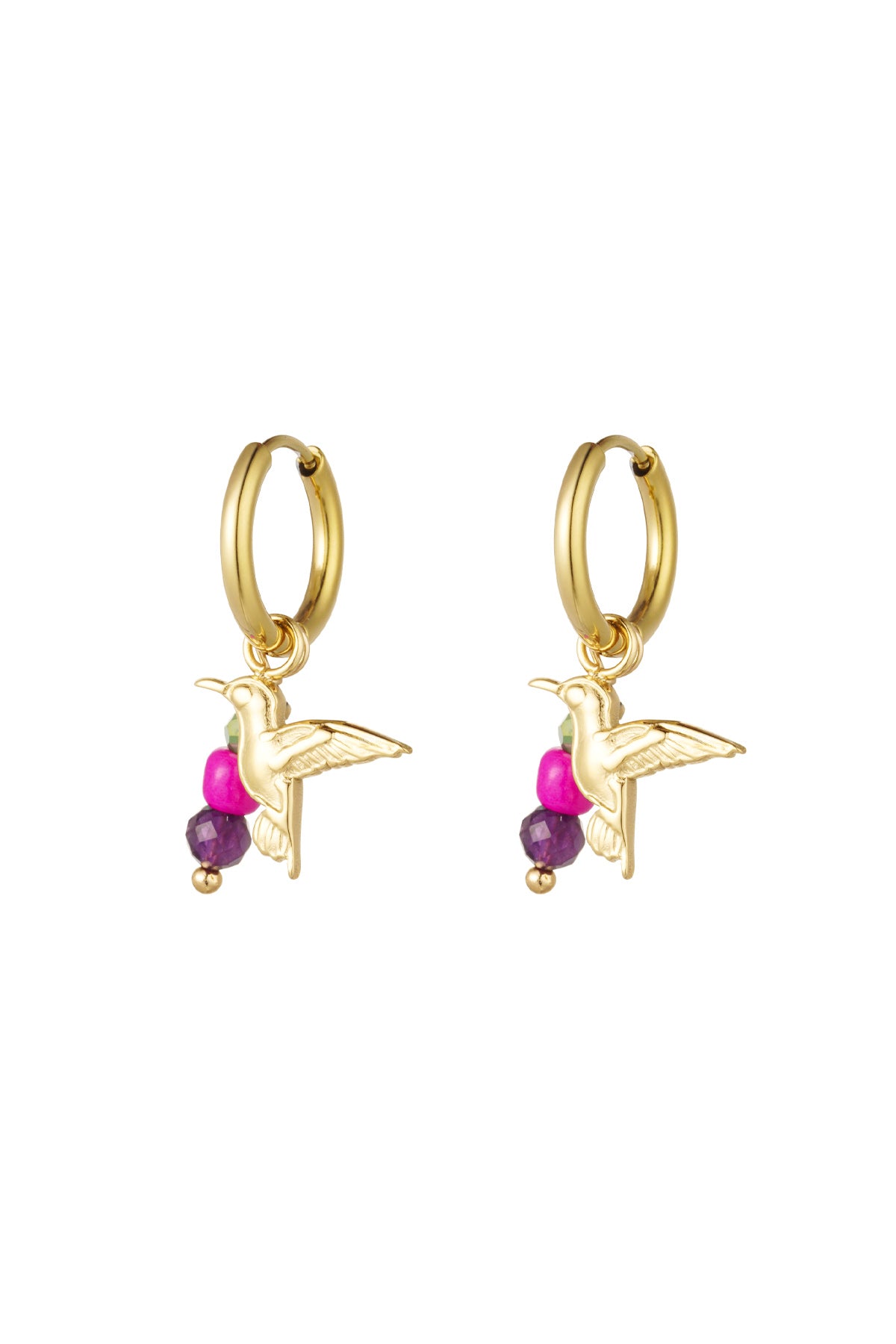 Hummingbird Pink Green Pearls (1 piece)