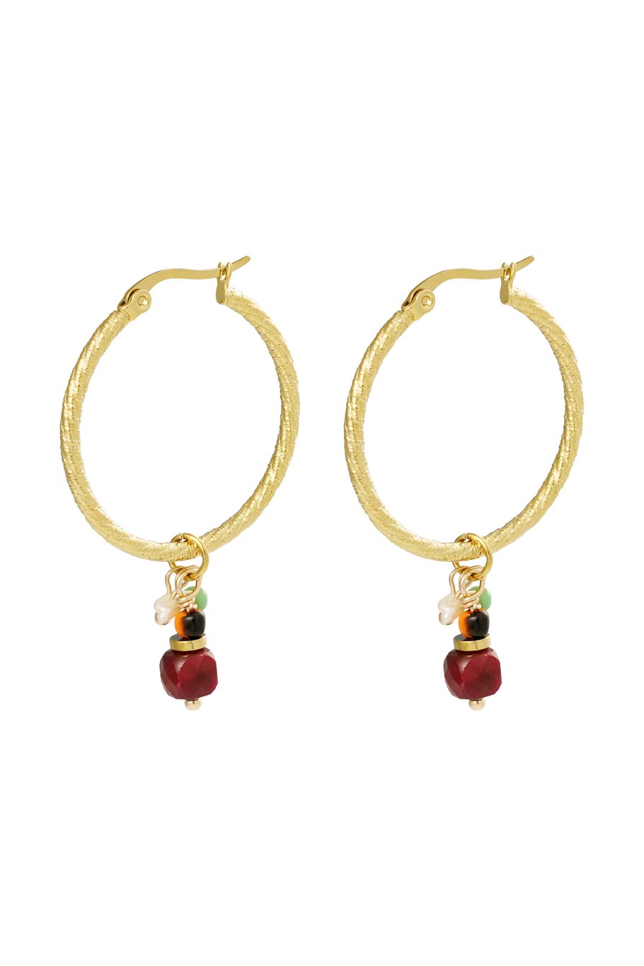 Big Hoop Bordeaux Pearls Gold (1 Piece)