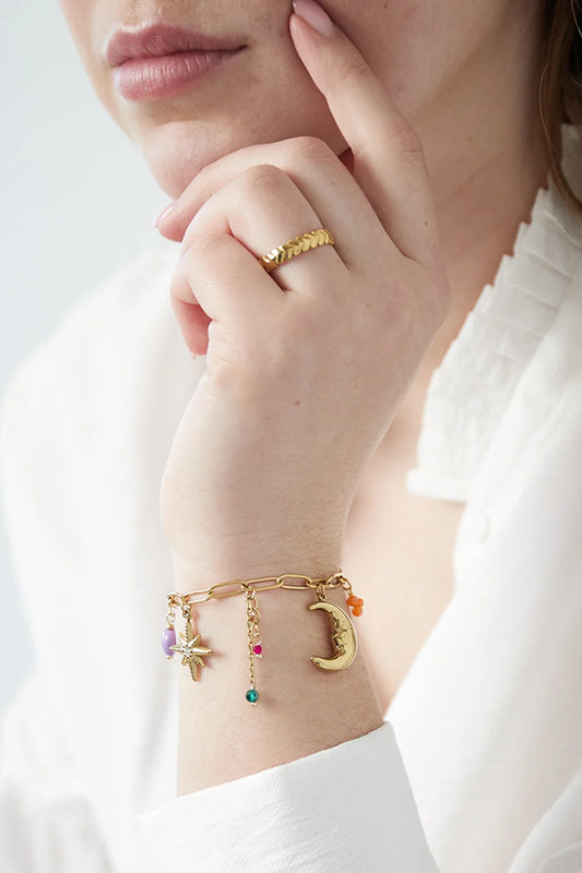 Charm Bracelet Moon & Stars Colorful