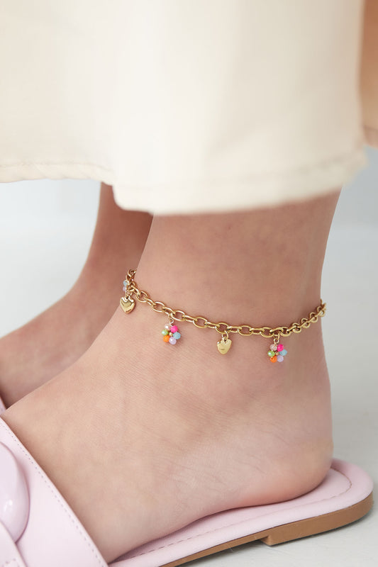 Multi Color Charm Chain Anklet