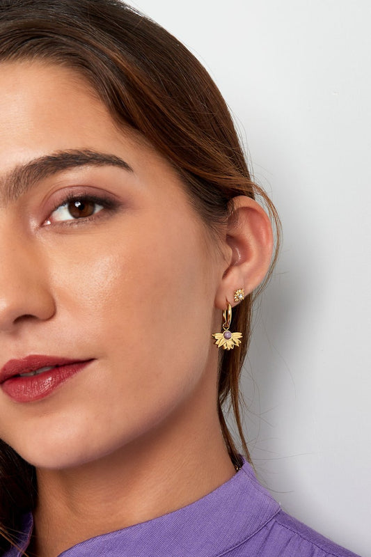 Half Flower Purple Stone Silver (1 Piece)