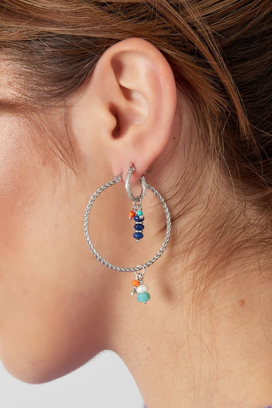 Big Hoop Turquoise Pearls Gold (1 Piece)