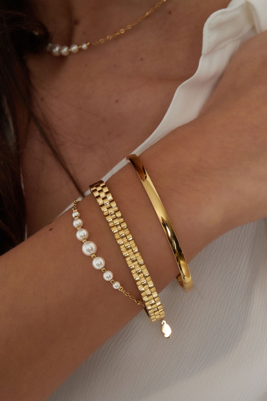 Fresh Water Pearls Bracelet Gold