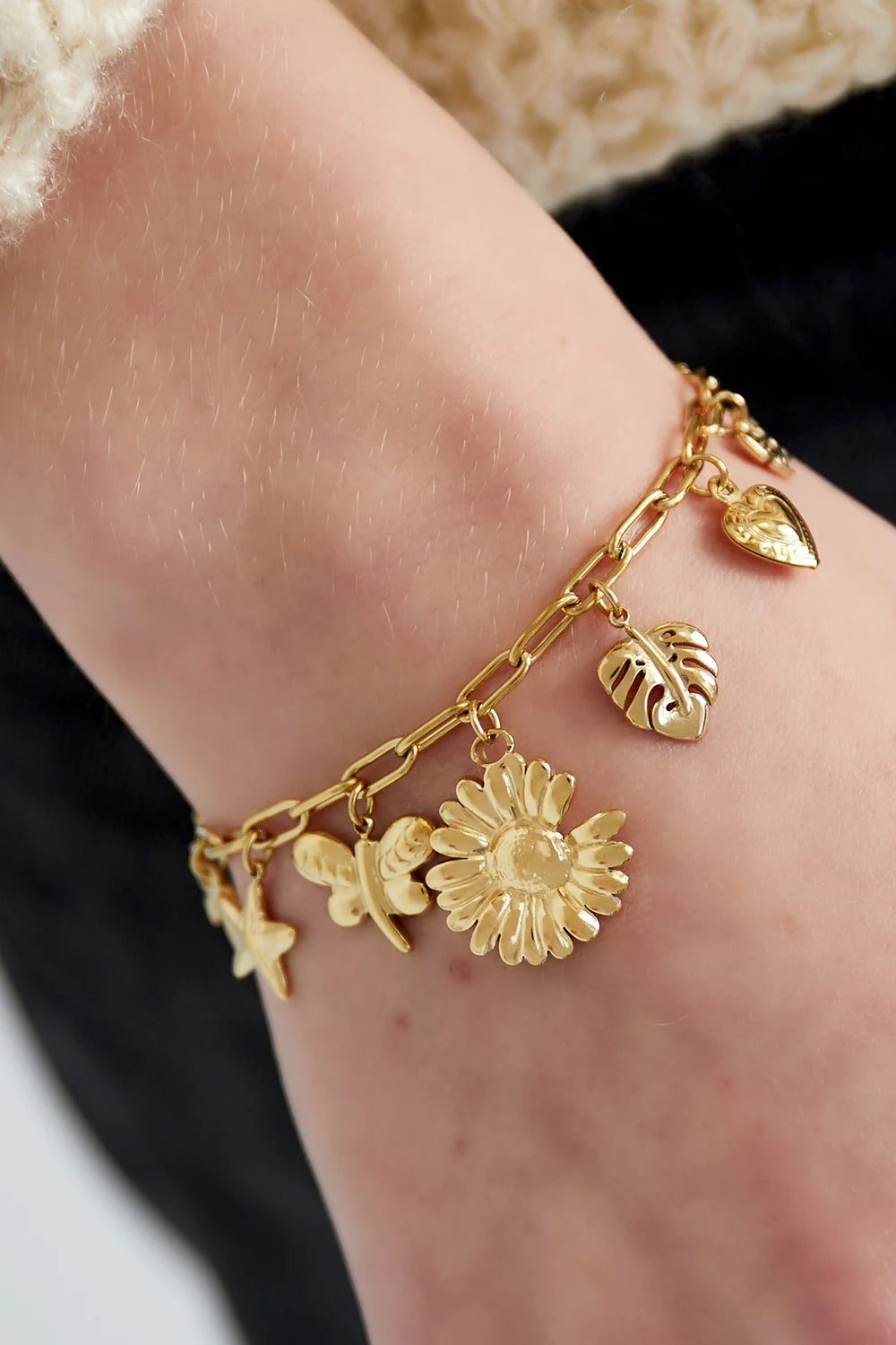 Charm Bracelet Sunflower & Nature Gold
