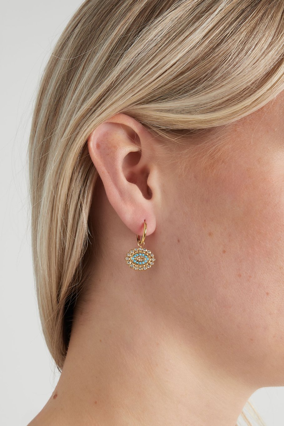 Turquoise Rinestone Eye Gold (1 Piece)