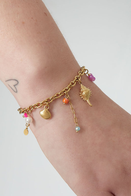 Charm Bracelet Beach Multicolor Big Chain Silver