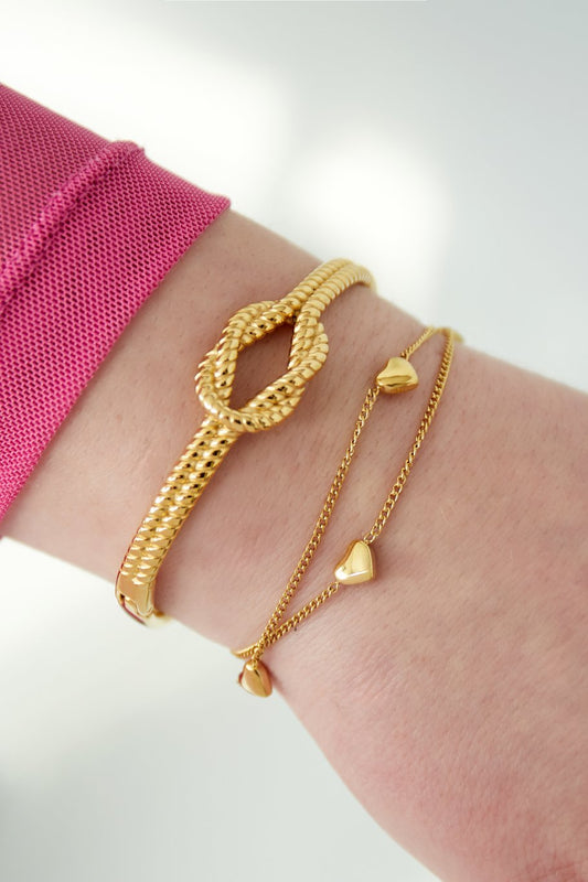 Double Bracelet Multiple Hearts Silver