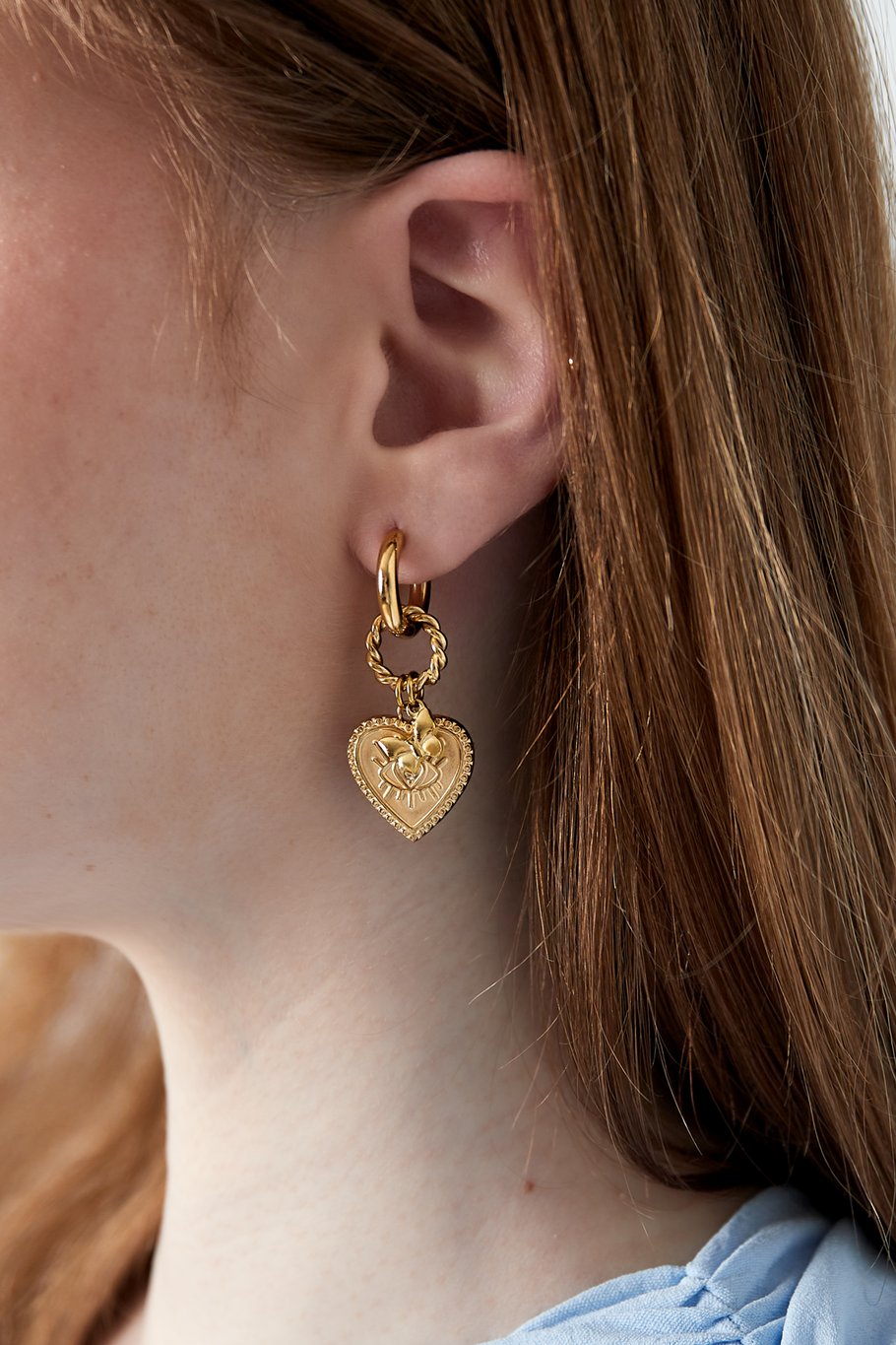 Heart Eye Rinestone & Butterfly Gold (1 Piece)