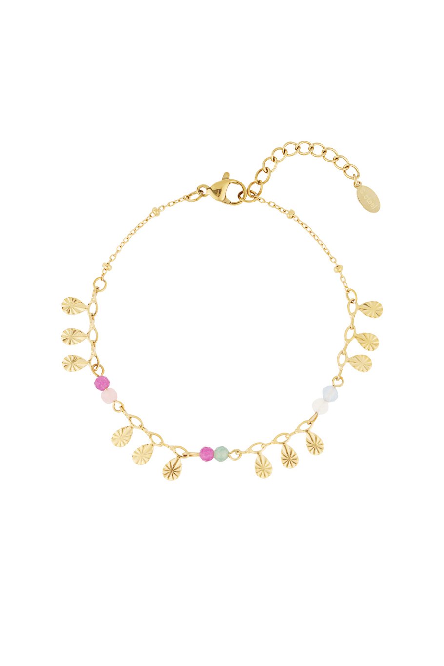 Teardrops & Multi Color Pearls Bracelet Gold