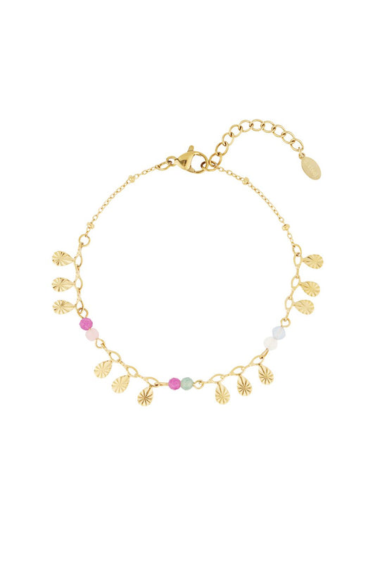 Teardrops & Multi Color Pearls Bracelet Gold