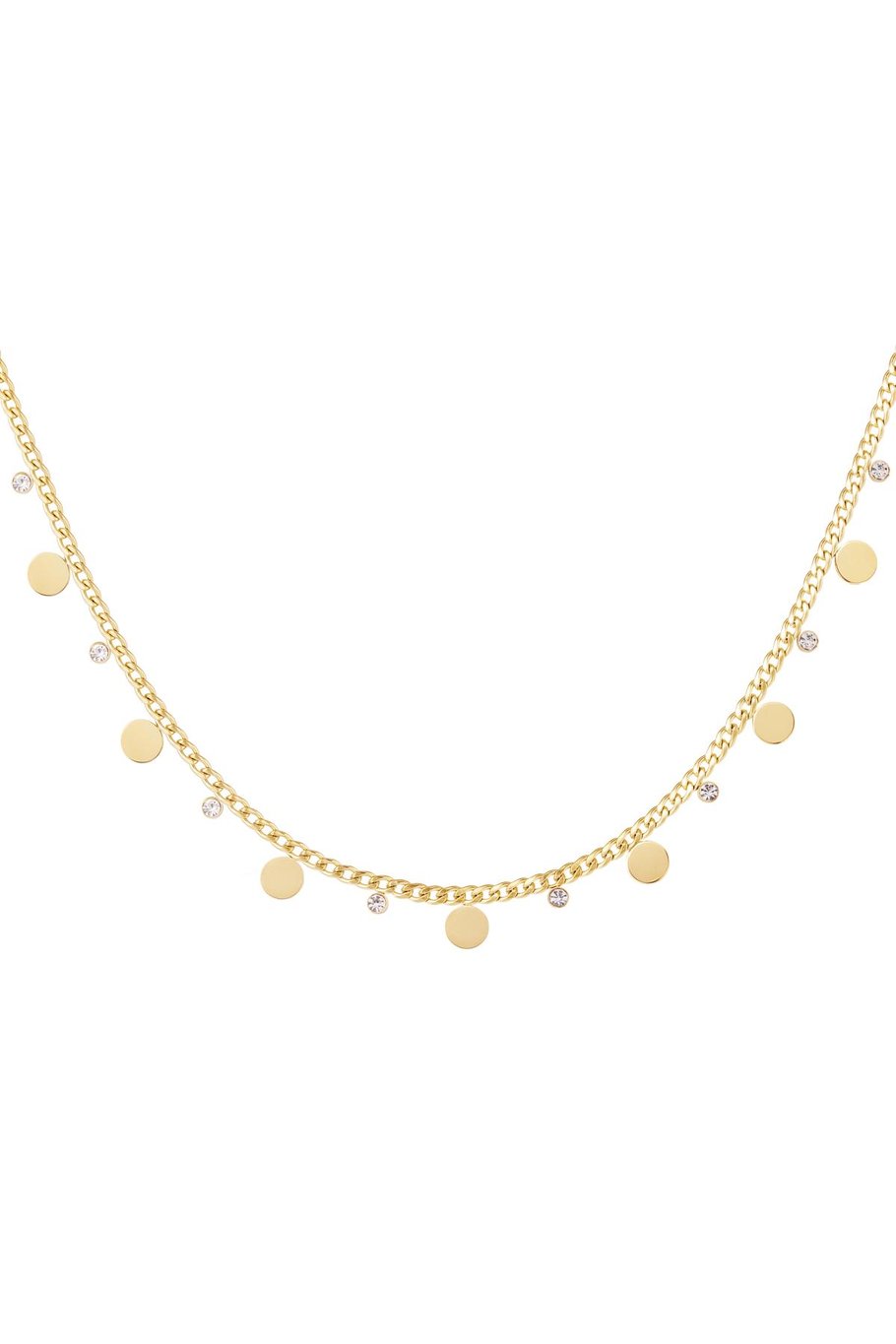 Pendant & Rinestone Necklace Gold