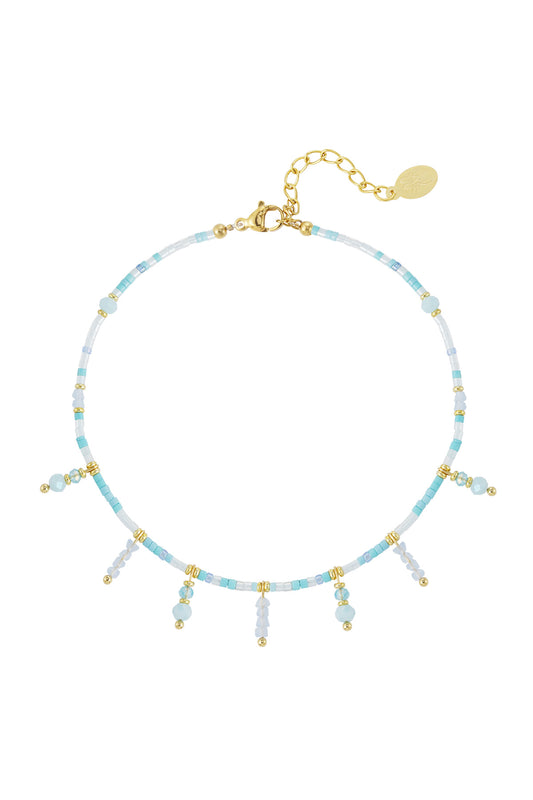 Pearls Pendant Anklet Blue