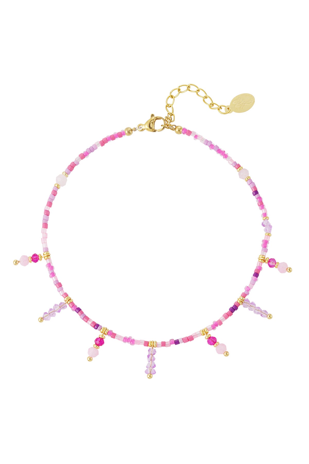 Pearls Pendant Anklet Pink