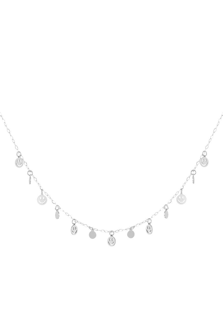 Smiley Pendant Necklace Silver