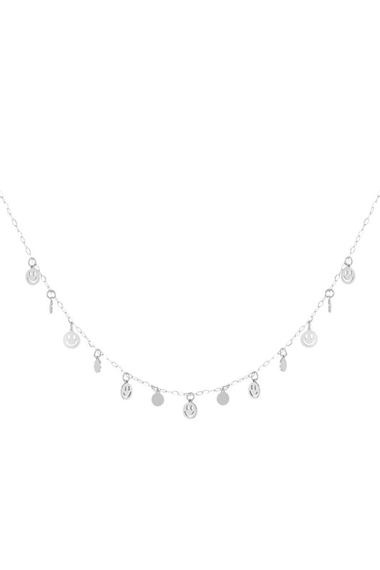 Smiley Pendant Necklace Silver
