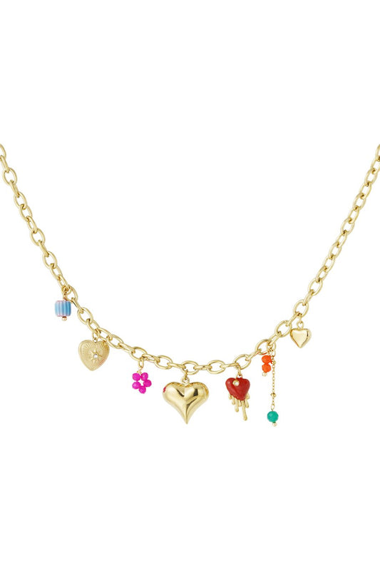 Queen Of Hearts Charm Necklace Gold