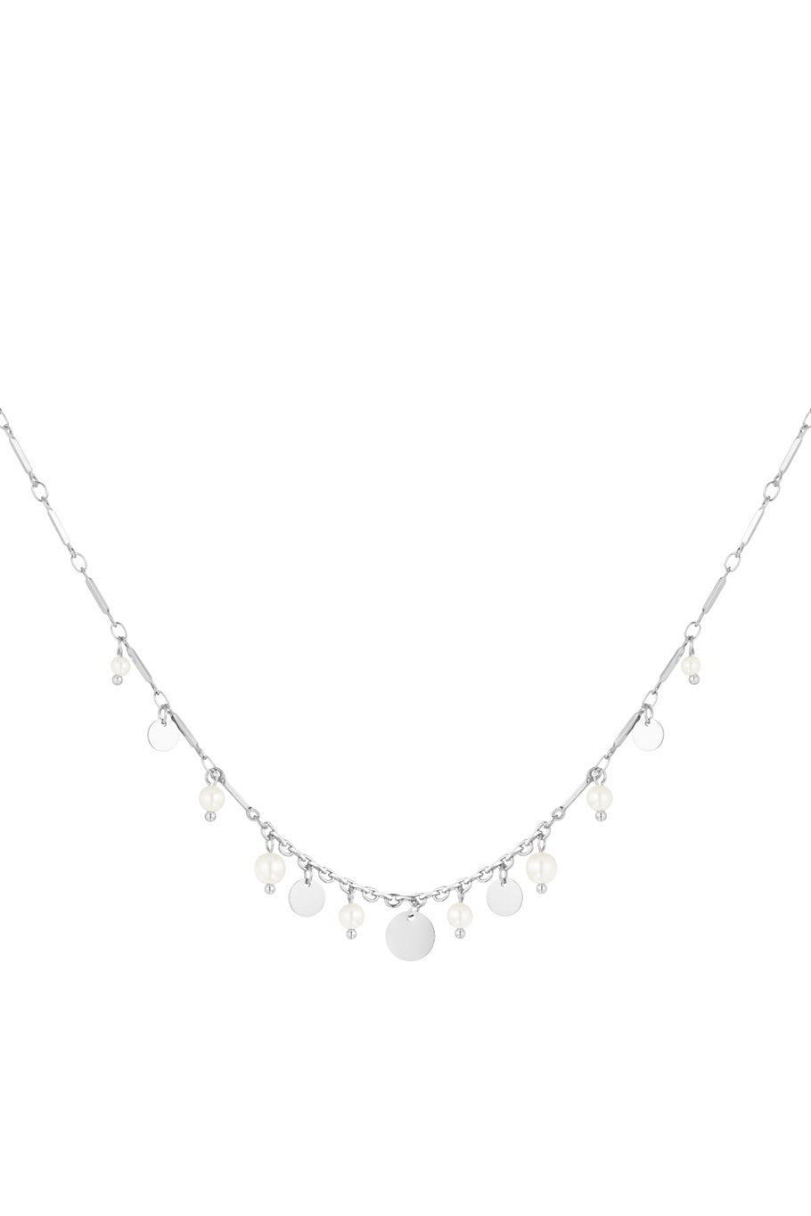 Coins Pendant Necklace &  Fresh Water Pearls Silver