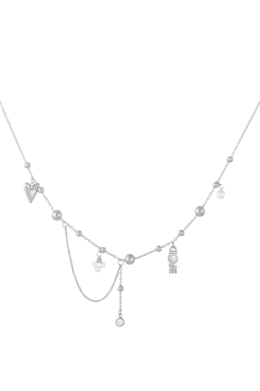 Love Charm Necklace Silver