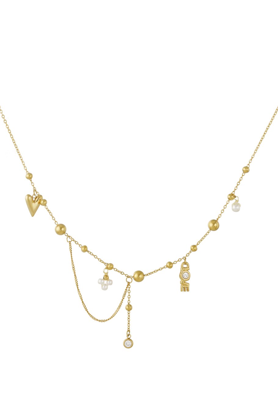 Love Charm Necklace Gold
