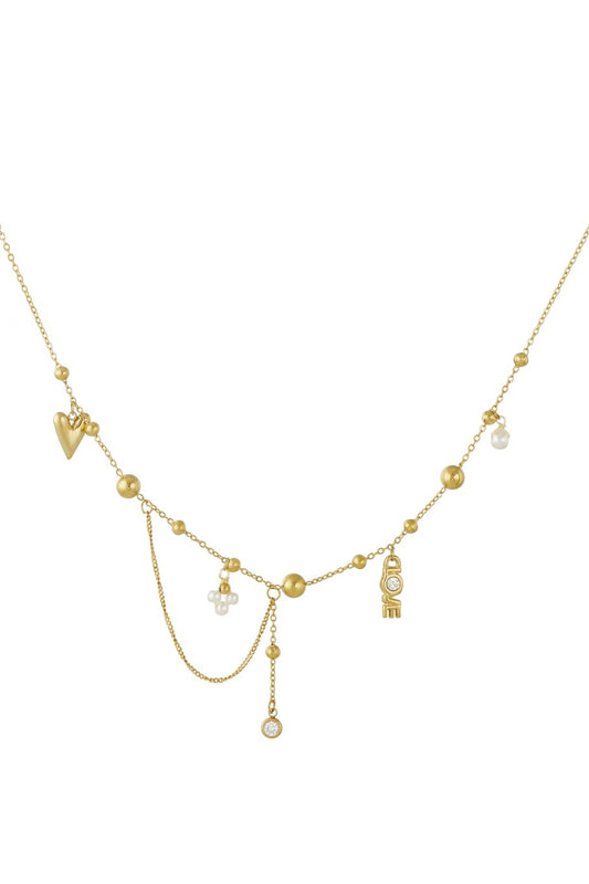 Love Charm Necklace Gold