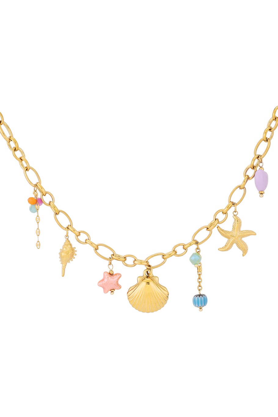 Happy Colors Seashell Beach Necklace Gold