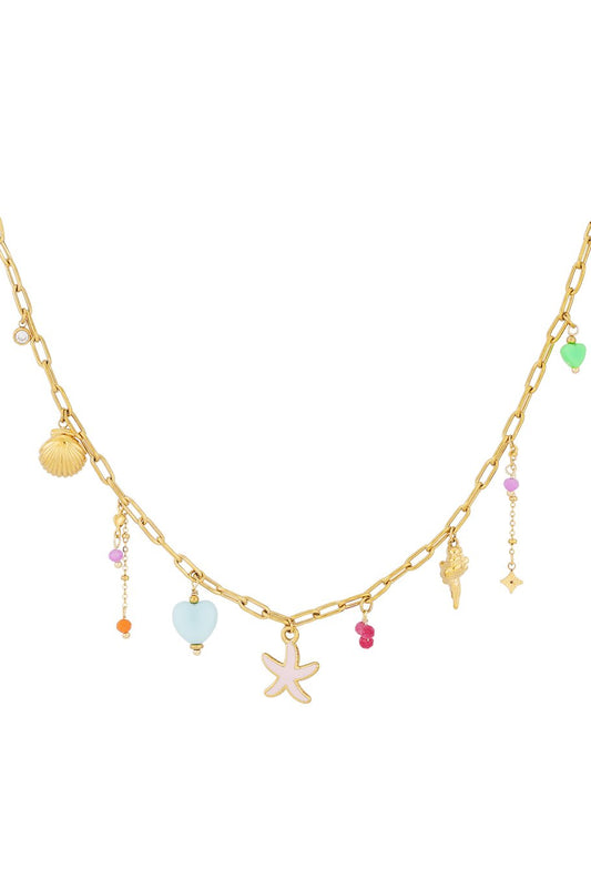 Soft Pink Starfish Charm Necklace Gold