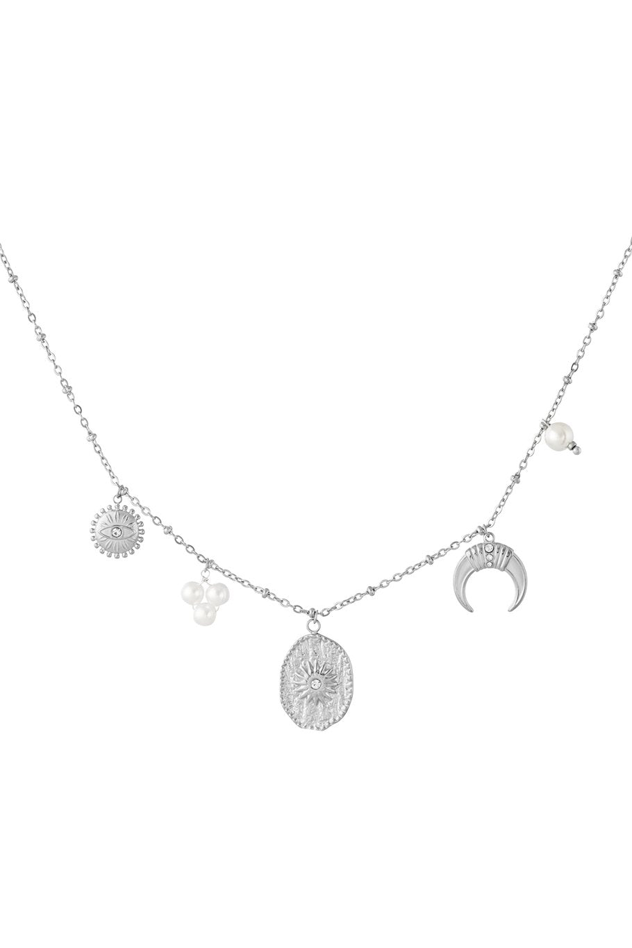 Celestial Charm Necklace Silver