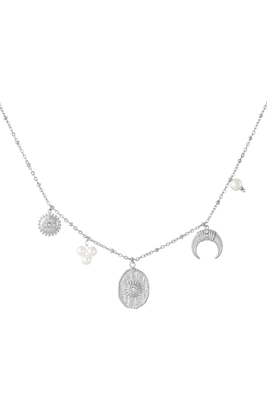 Celestial Charm Necklace Silver