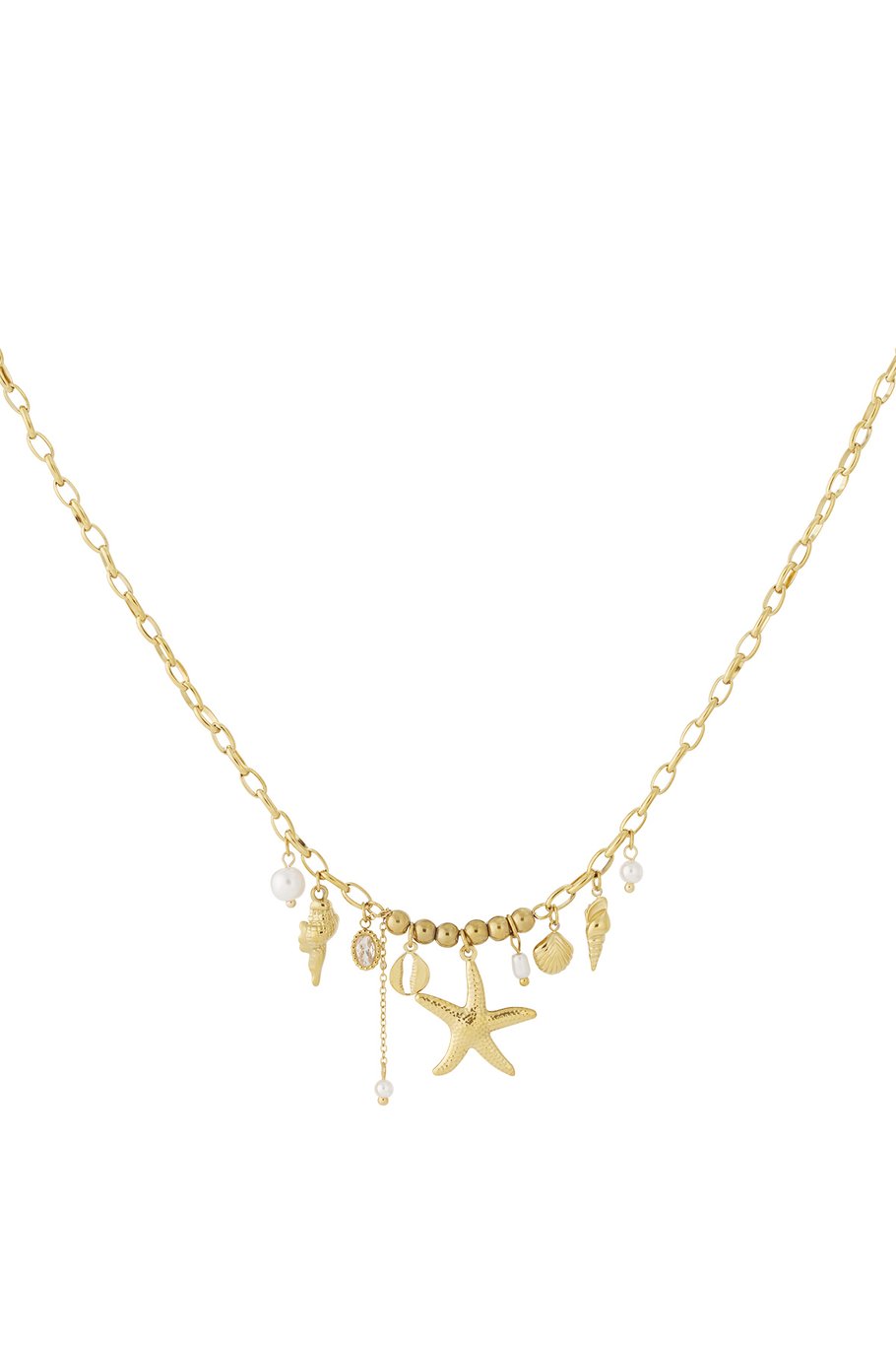 Centered Beach Charm Necklace Gold