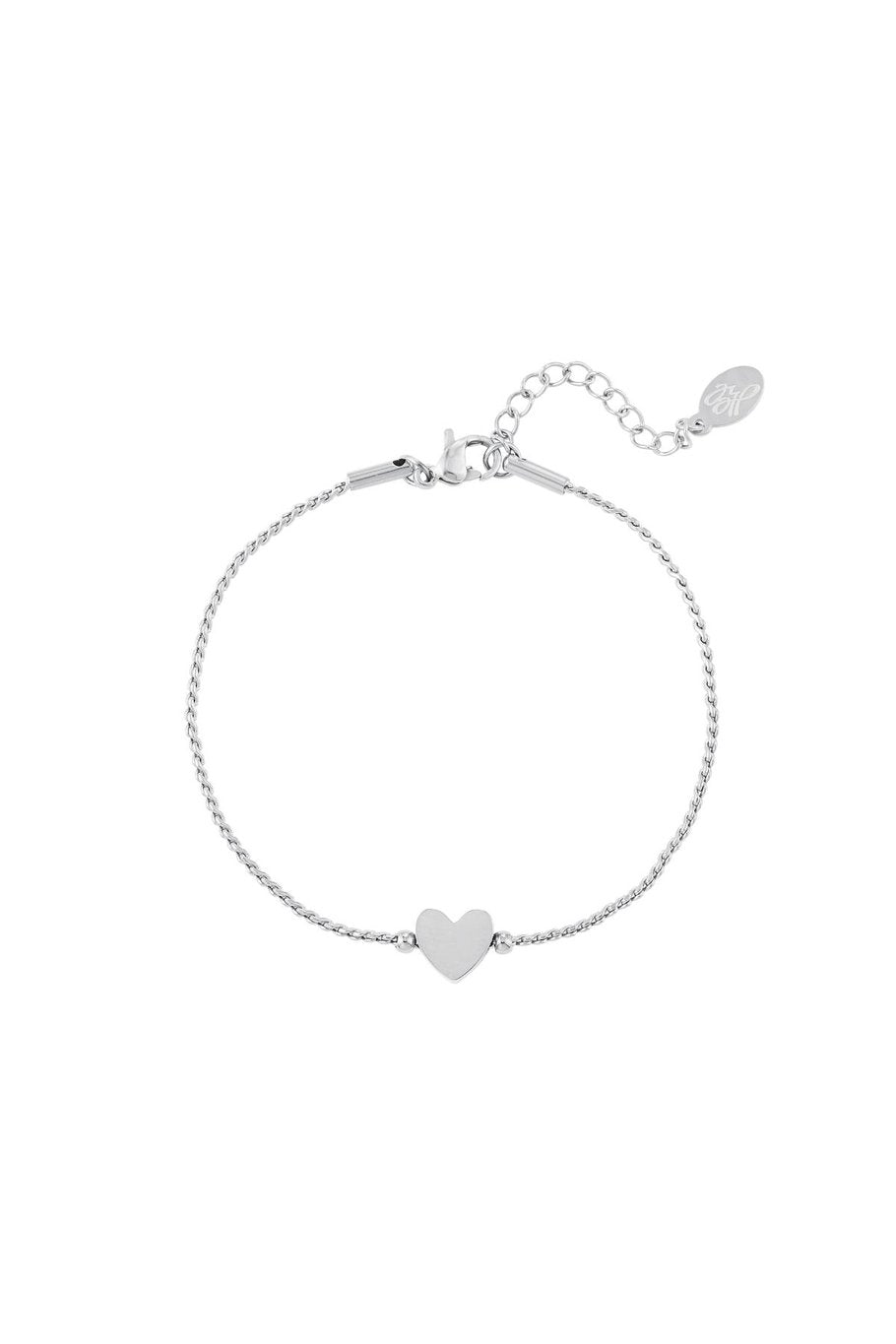 Cable Bracelet Single Heart Silver