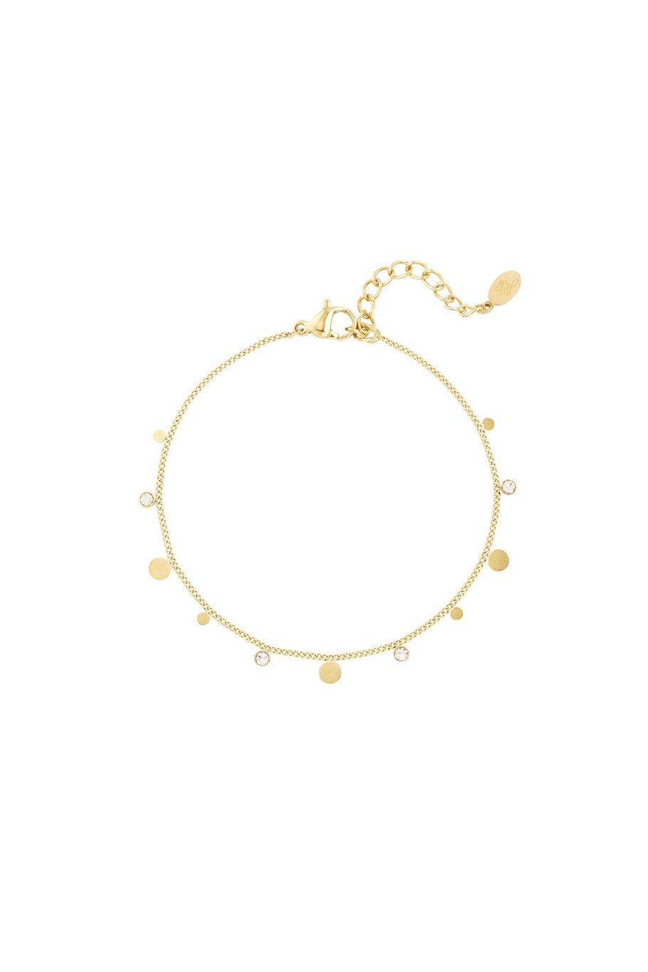 Small Coins & Pendant Bracelet With Rinestones Gold