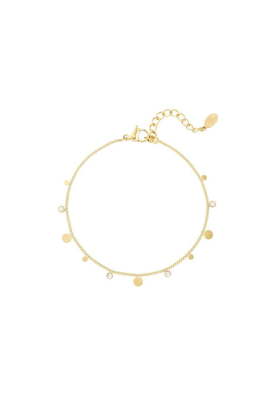 Small Coins & Pendant Bracelet With Rinestones Gold