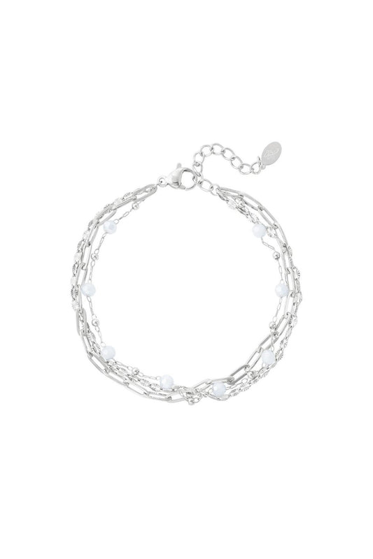 Triple Bracelet With Pearls Silver