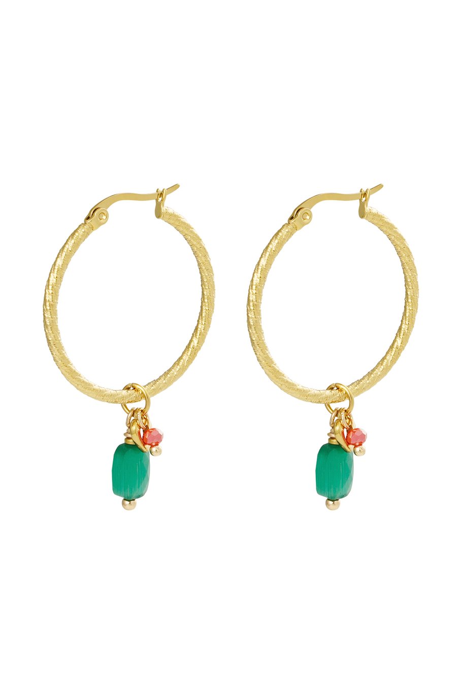 Big Hoop Green Pearls Gold (1 Piece)