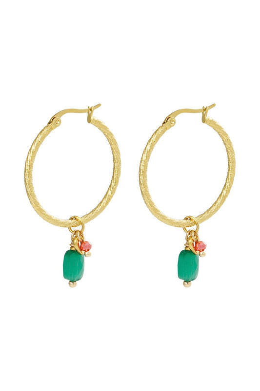 Big Hoop Green Pearls Gold (1 Piece)