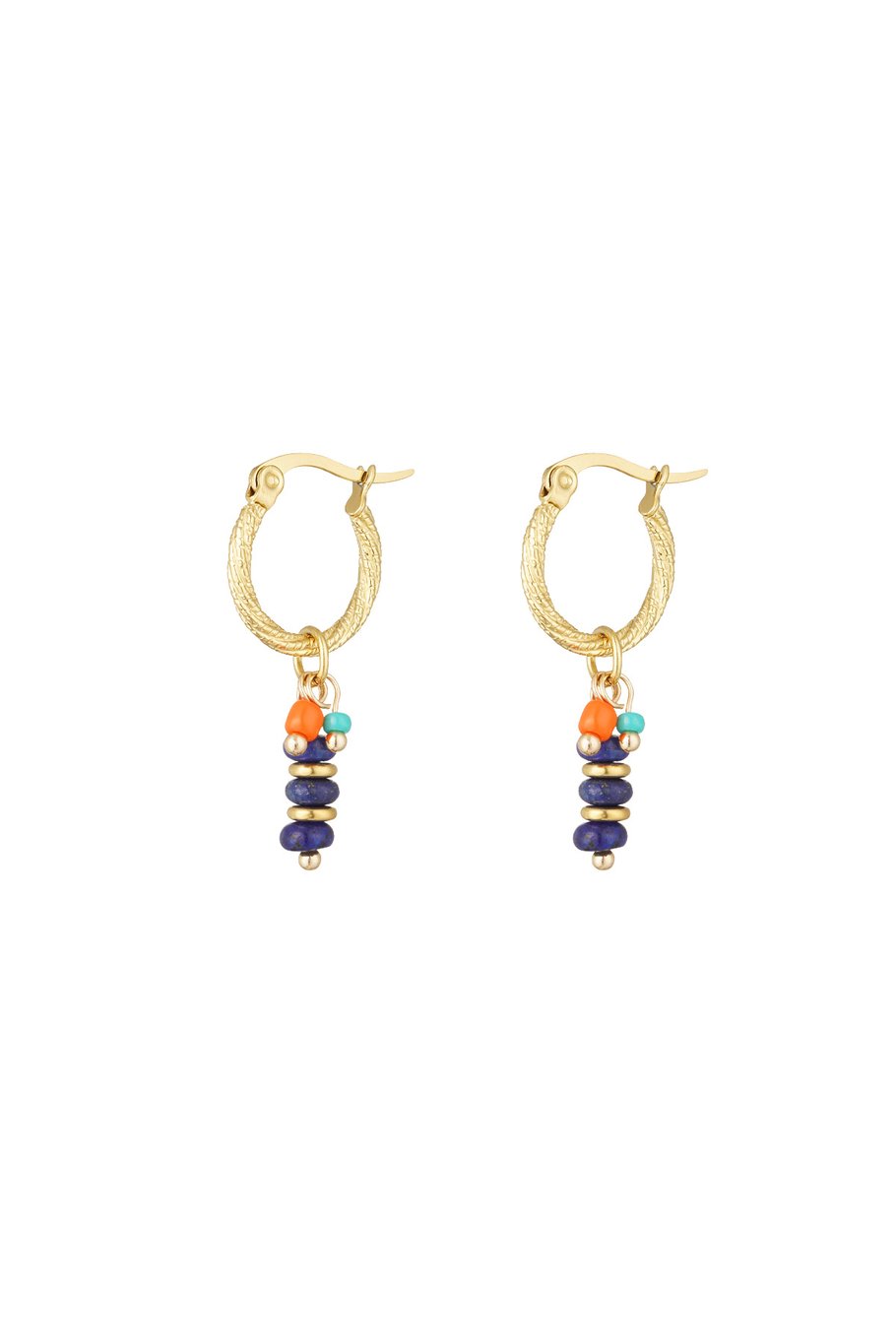 Hoop Dark Blue Pearls Gold (1 Piece)