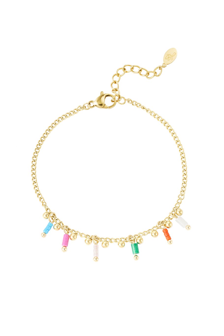 Pendant Bracelet Colored Pearl Strings (Blue Pink Cream Green Orange White) Gold