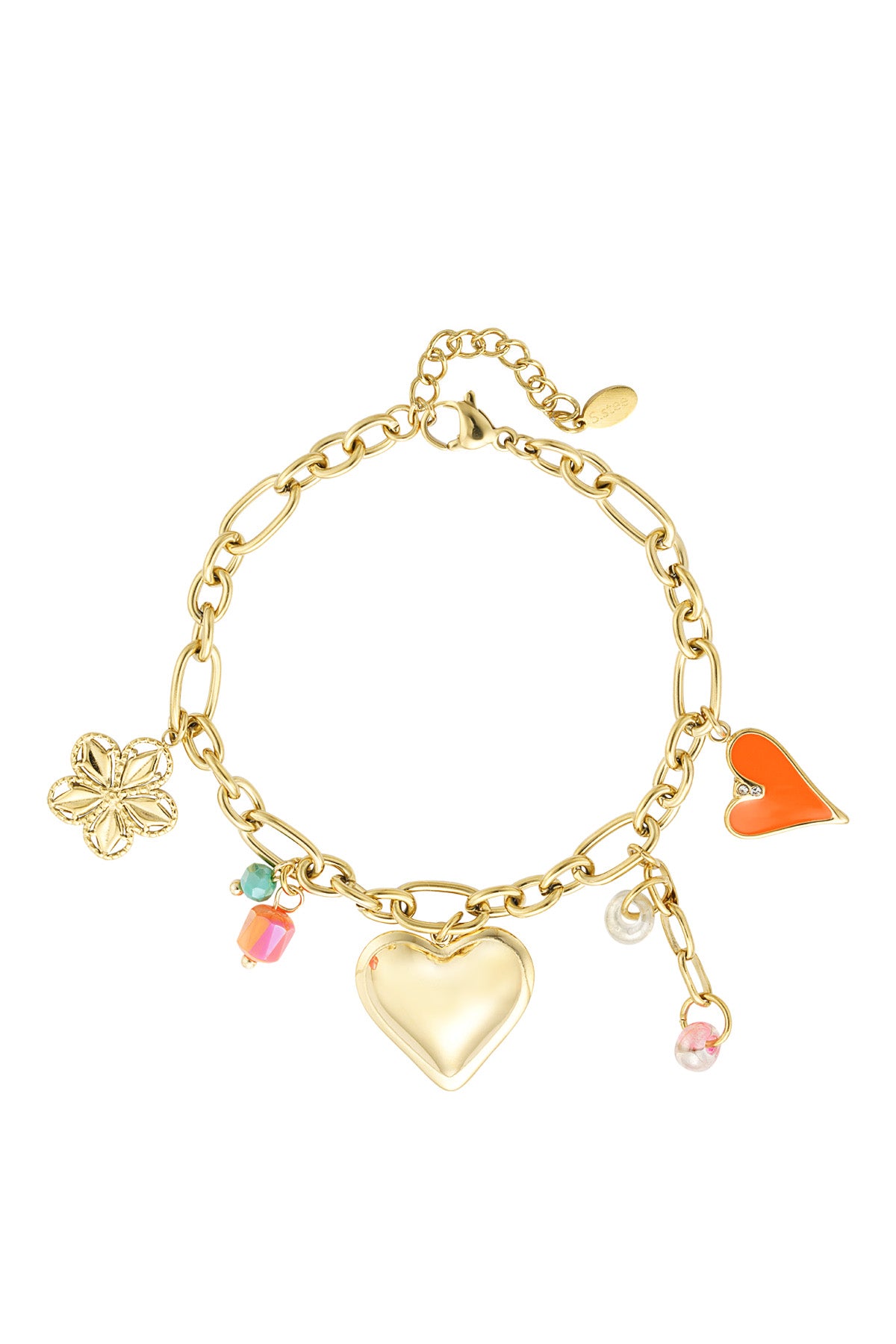 Charm Bracelet Big Heart & Orange Heart