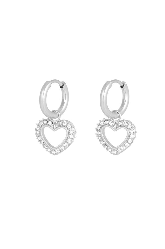 Rinestone Heart Silver (1 Piece)