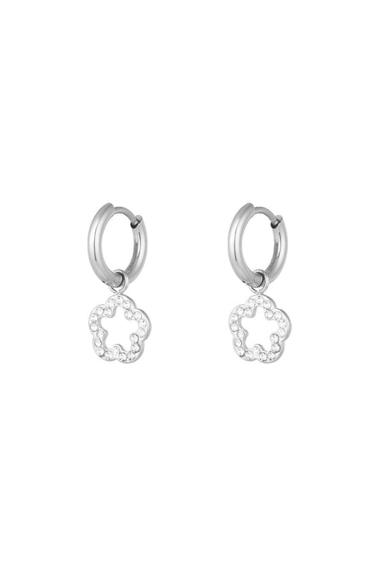 Rinestone Flower Silver (1 Piece)