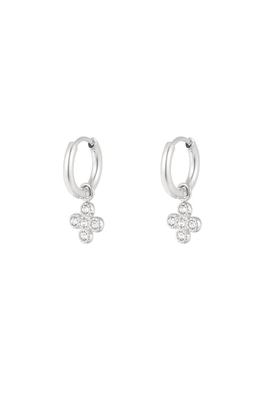 Rinestone Flower Silver (1 Piece)