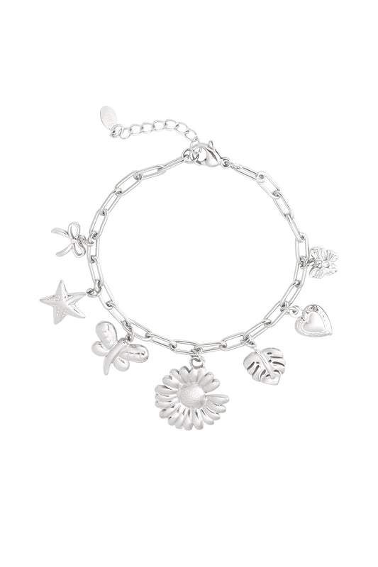 Charm Bracelet Sunflower & Nature Silver