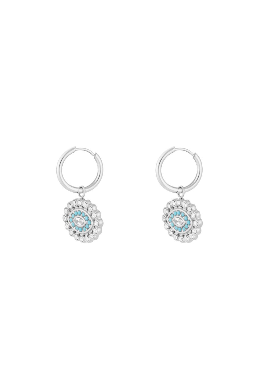 Turquoise Rinestone Eye Silver (1 Piece)