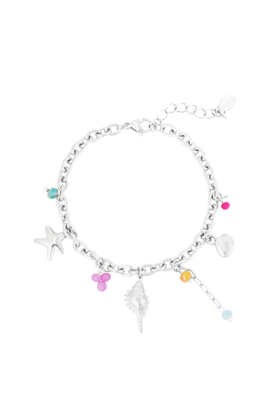 Charm Bracelet Beach Multicolor Big Chain Silver