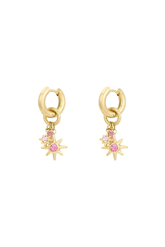 Pink Rinestone Stars Gold (1 Piece)
